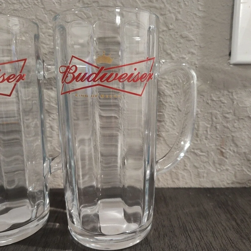 Vintage Budweiser Beer Glasses Set Of‎ 3 Red Bow Tie Logo 1970's